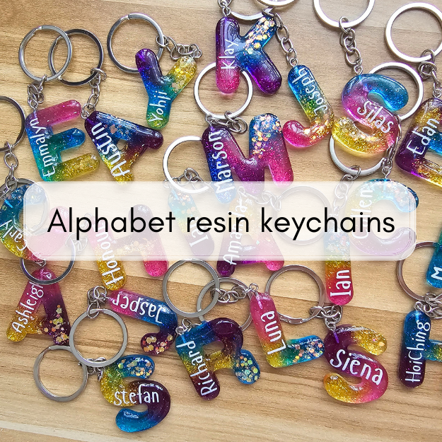 Alphabet resin keychains