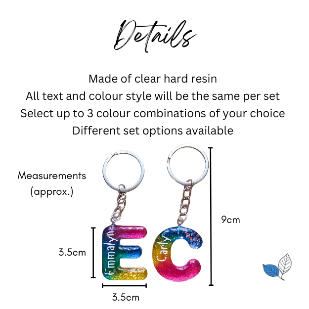 Alphabet resin keychains