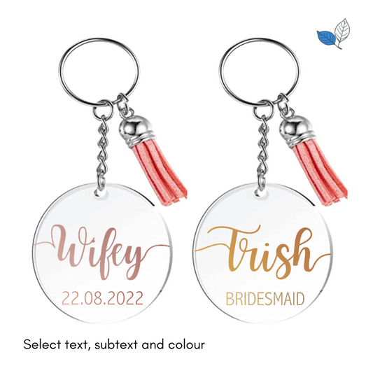 Chrome Text + Subtext Keychain