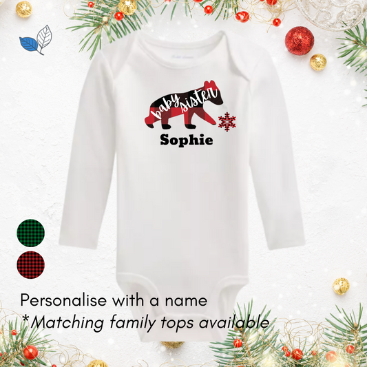 Christmas Plaid Bear Onesie