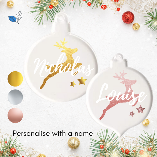 Chrome Reindeer Ornament