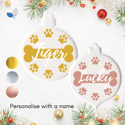 Chrome Paw & Bone Ornament