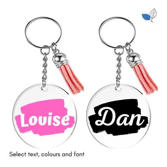 Brushstroke + Text Keychain