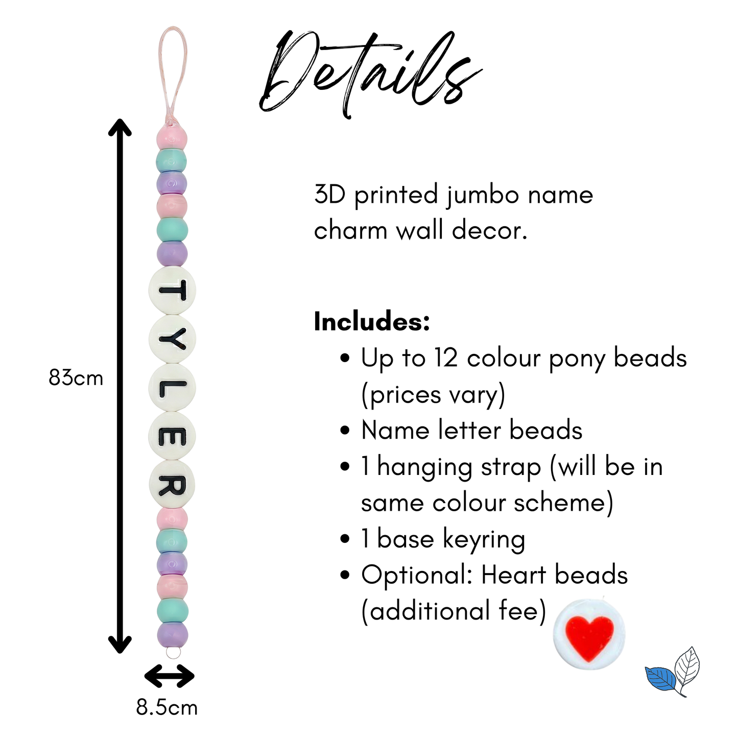 Personalised Jumbo Bead Name | Cute Aesthetic Wall Decor