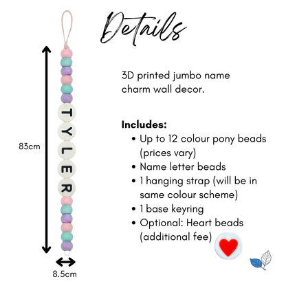 Personalised Jumbo Bead Name | Cute Aesthetic Wall Decor