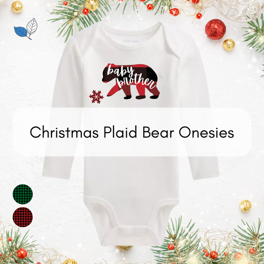 Christmas Plaid Bear Onesie