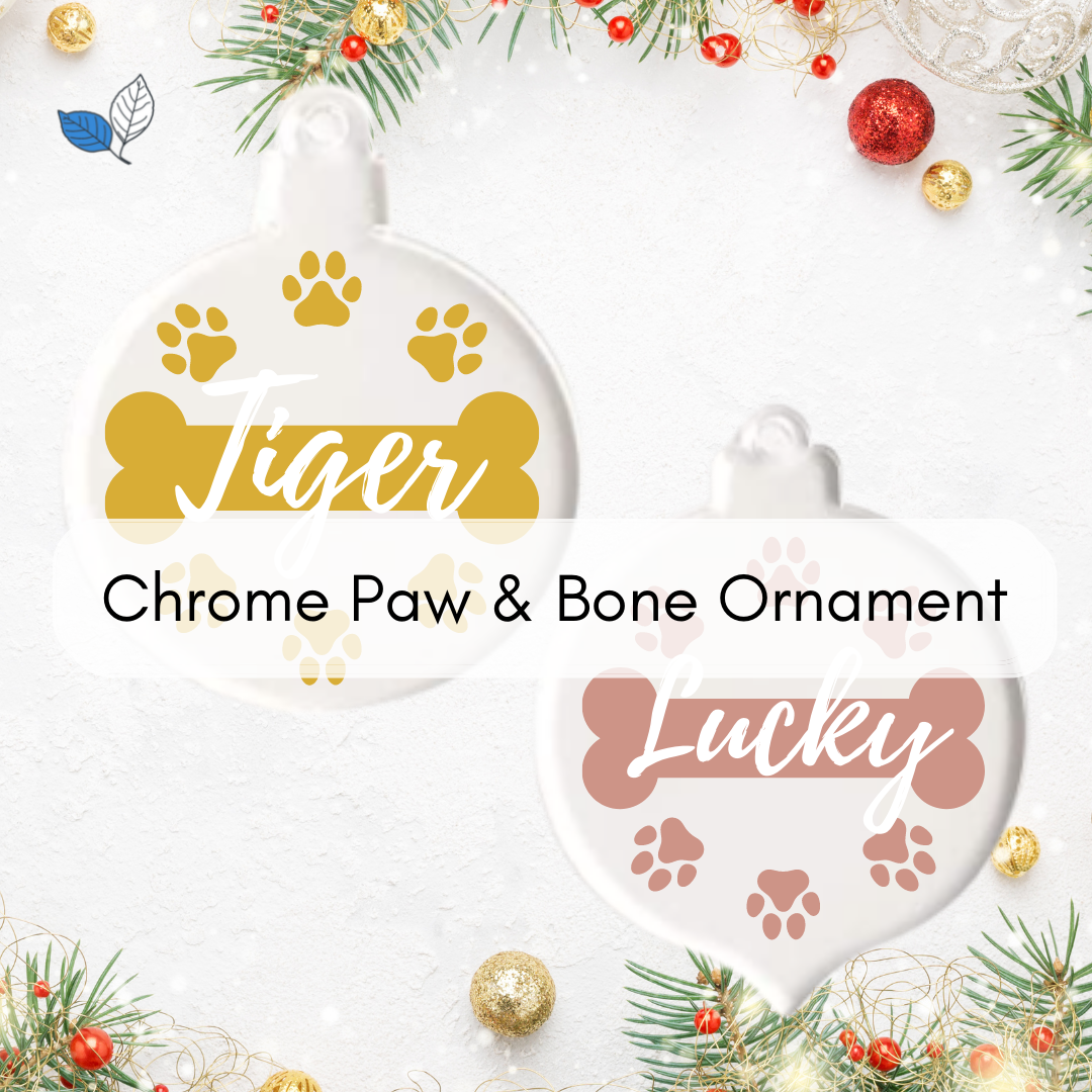 Chrome Paw & Bone Ornament
