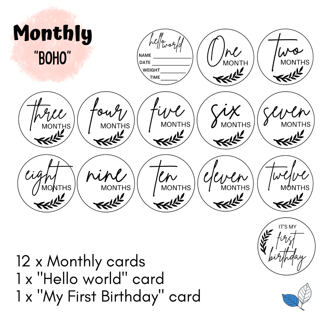 Monthly Boho Milestone Cards