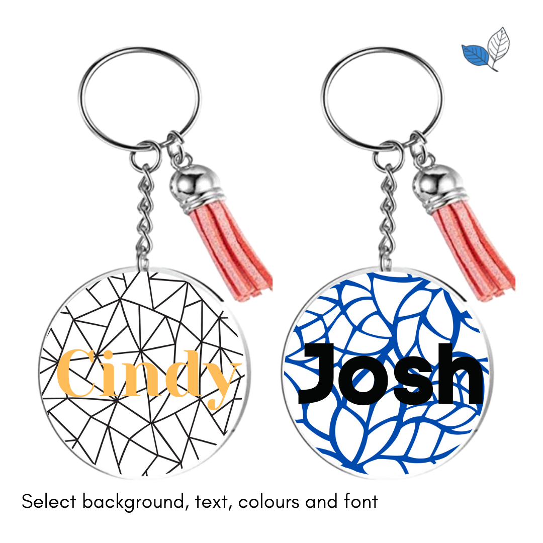 Patterned Background + Text Keychain