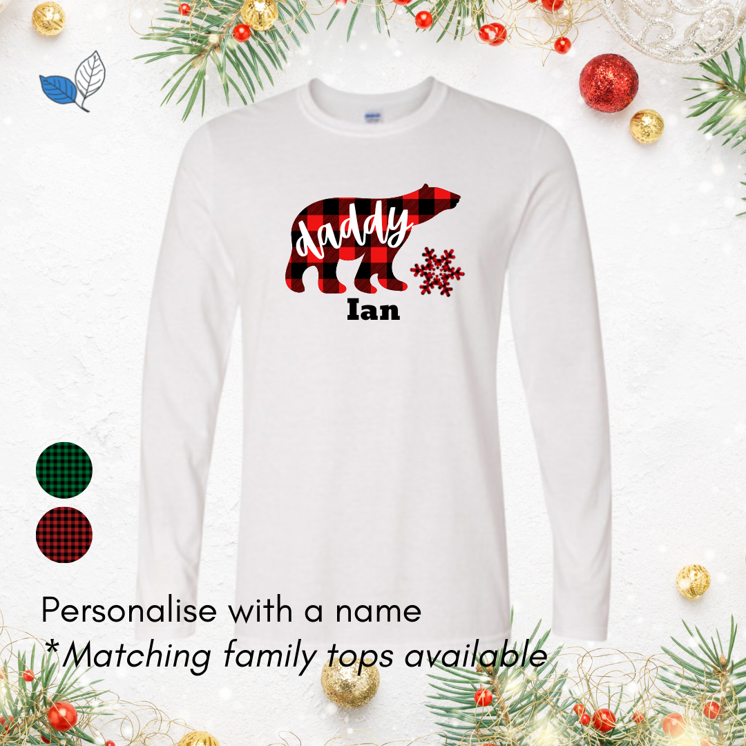 Adult Christmas Plaid Bear T-Shirt