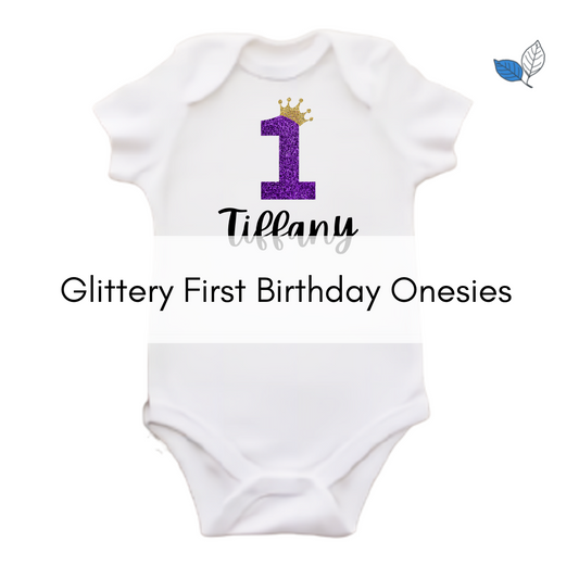 Glittery First Birthday Onesie